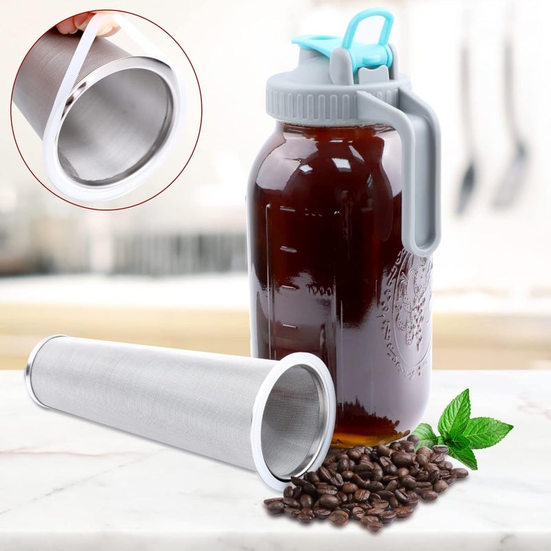 GMSWEET Mason Jar Cold Brew Coffee Maker 32 OZ Wide Mouth Cold Brew Pitcher With Brewer Filter For Coffee, Iced Tea, Sun Tea, Lemonade - Image 2